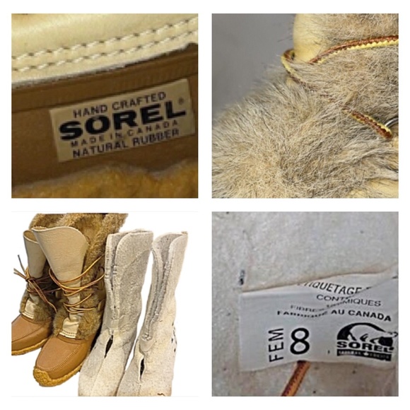 Vintage Sorel Nanook Leather Fur Winter Snow Boots, Sz 8 - Picture 10 of 12